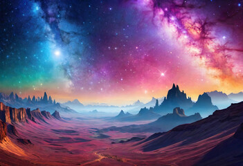 Galactic Landscape Background, Background, Galactic, Space, Universe, Cosmos, Stars, Nebula, Astronomy, Outer Space, Fantasy, Sci-Fi, Astral, Sky, AI Generated