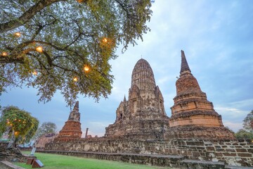 Fototapeta premium Wat Ratchaburana, Ayutthaya Province, Thailand, is the oldest temple built in 1424. See pictures of the old remains until today, taken on 26-01-2024.
