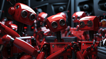 Robots in industrial automation solid background