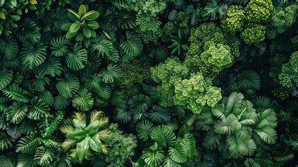 Group of Green Plants and Leaves - obrazy, fototapety, plakaty