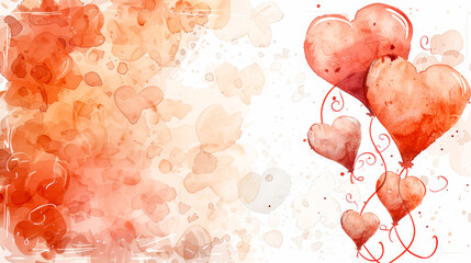 valentine's day frame, invitation, watercolor style, white background, valentine's day