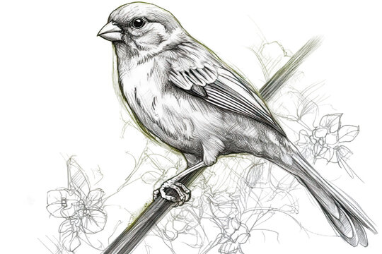 bird branch sitting canary Sketch