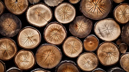 Sierkussen Round wood stumps texture background .. © levit