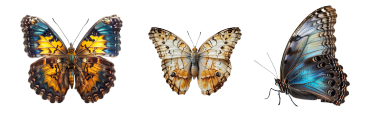 Collection of PNG. Butterfly isolated on a transparent background.