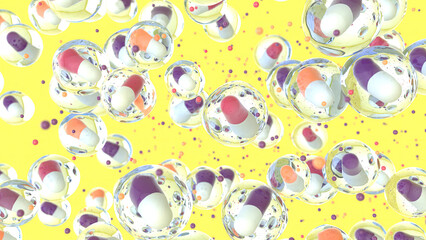 Abstract art background of pills in bubbles