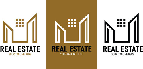 Fototapeta premium Corporate logo with geometric shapes, real estate logo template for company