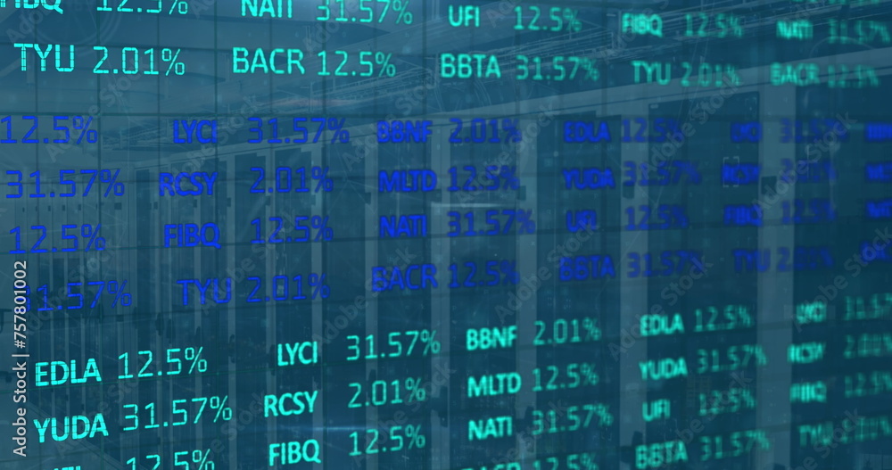 Poster image of cyber attack text and financial data processing over computer servers
