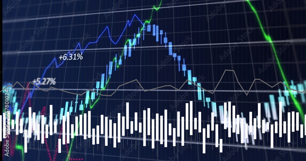 Poster Image of data processing over grid on blue background