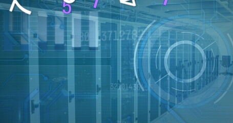 Image of scope scanning and data processing over cityscape