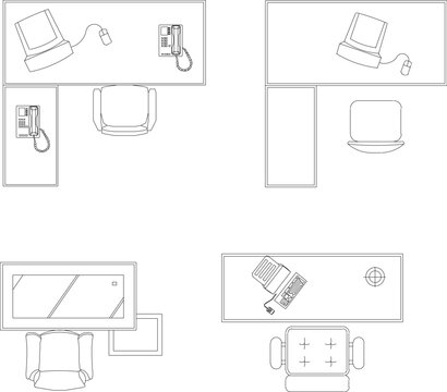 Vector design sketch illustration of layout design for office desk arrangement for work