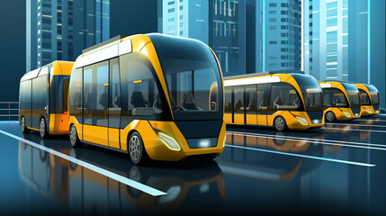 Self driving buses for autonomous transit solid background