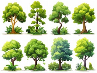 Collection of Stylized Bael Tree Illustrations Generative AI