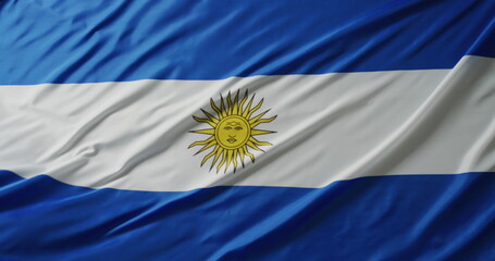Image of confetti over flag of argentina