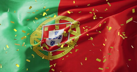 Obraz premium Image of confetti over flag of portugal