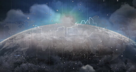 Image of data processing over globe