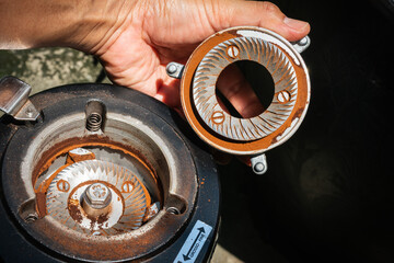 Coffee grinder cleanup and maintenance services.