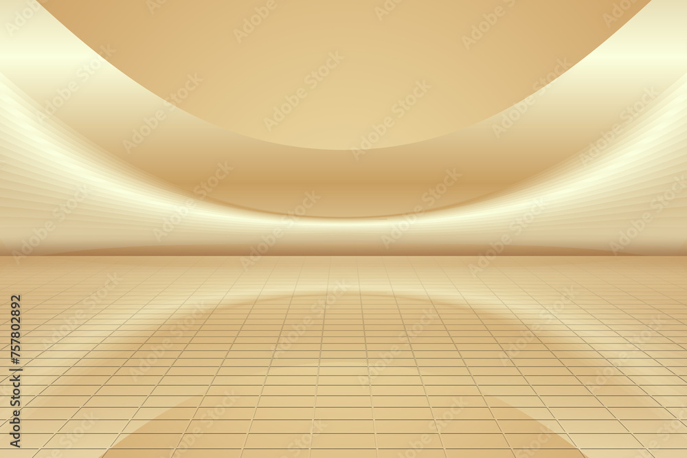 Poster golden science and technology curved lines abstract building square