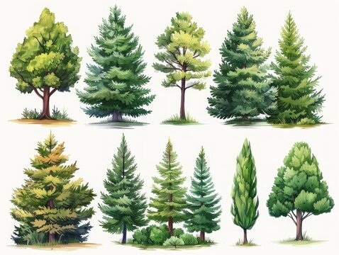 Deodar Cedar: A Collection of Modern Illustrations of Trees Generative AI