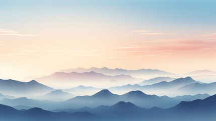 Serene mountain range bathed in soft morning light wal - obrazy, fototapety, plakaty