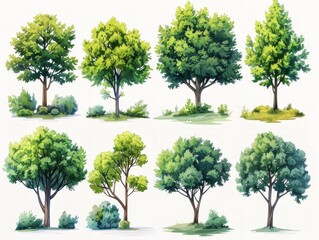 Fototapeta na wymiar Contemporary Illustrations of English Elm Trees Generative AI