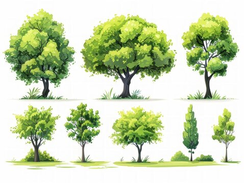 Contemporary Illustrations of English Elm Trees Generative AI
