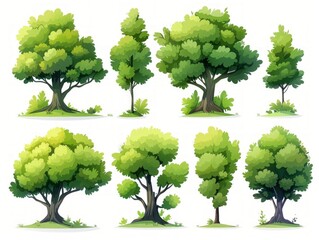 Collection of Stylized Jackfruit Tree Illustrations Generative AI