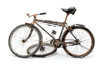 Obraz premium Broken bicycle isolated on white background Generative Ai 