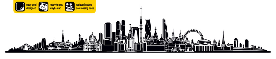 Moscow Rusia Skyline Vector Ready Vinyl Cutting Russian Vinly Ready Wall decal Silhouette Black And White