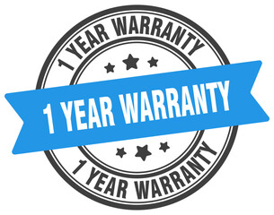 Obraz premium 1 year warranty stamp. 1 year warranty label on transparent background. round sign