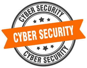 cyber security stamp. cyber security label on transparent background. round sign