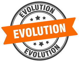 evolution stamp. evolution label on transparent background. round sign