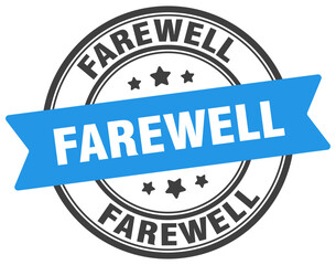 farewell stamp. farewell label on transparent background. round sign