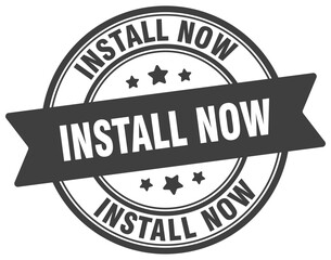 Fototapeta premium install now stamp. install now label on transparent background. round sign