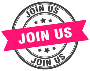 join us stamp. join us label on transparent background. round sign