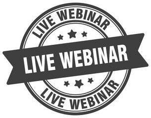 live webinar stamp. live webinar label on transparent background. round sign