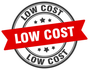 low cost stamp. low cost label on transparent background. round sign