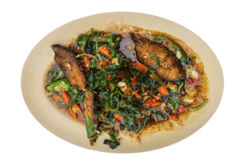 Stir fried Spicy Catfish (Pad Cha).