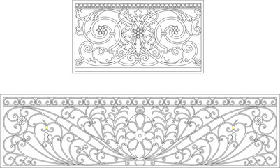 Sketch detailed design vector illustration of traditional ethnic vintage classic wrought iron fence 