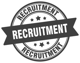 recruitment stamp. recruitment label on transparent background. round sign
