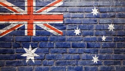 Australia flag bricks wall effect, national symbol emblem