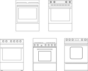 Sketch design vector illustration of kitchen furniture stove with stove seen from the front Adobe Illustrator Artwork