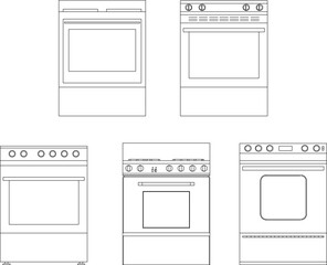 Sketch design vector illustration of kitchen furniture stove with stove seen from the front Adobe Illustrator Artwork