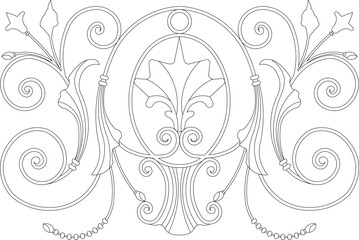 Sketch detailed design vector illustration of classical vintage ethnic traditional floral ornament