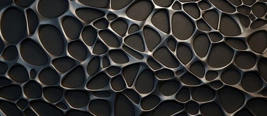 A detailed shot of a grey composite material grille with a circular pattern, resembling wire fencing or chainlink fencing. It could be an auto part or a decorative mesh design - obrazy, fototapety, plakaty