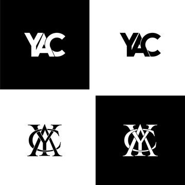 yac typography letter monogram logo design set