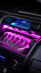 Studio-lit ambiance captures the essence of the high-performance vehicle's customized intake manifold.