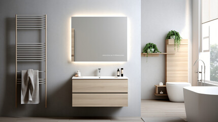 Fototapeta na wymiar Smart bathroom mirrors for enhanced functionality soli