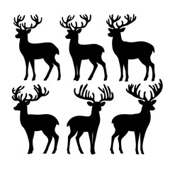 set of deer silhouettes
