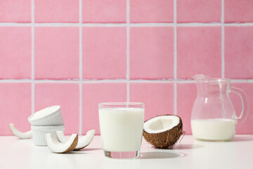Coconut milk, concept of tasty and natural drink