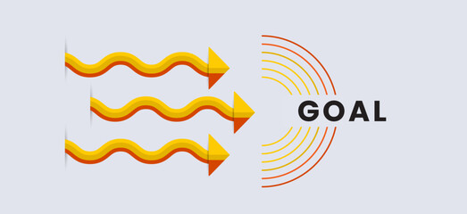 Reaching arrows to the goal, oppotunity, and success infographic templates design. used in process of workflows vector, illustration